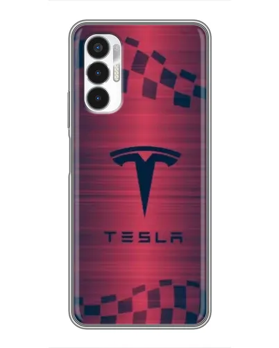 Чехол для TECNO POVA 3 (LF7n) с картинкой «Тесла красный карбон»