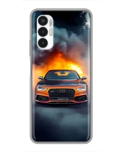 Чехол для TECNO POVA 3 (LF7n) с картинкой «Audi в огненном дыму»