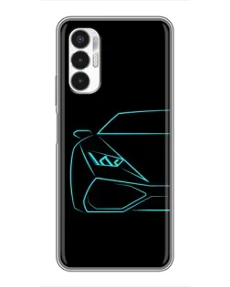 Чехол для TECNO POVA 3 (LF7n) с картинкой «Голубой силуэт Lamborghini»
