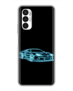Чехол для TECNO POVA 3 (LF7n) с картинкой «Неоновый контур Lamborghini»