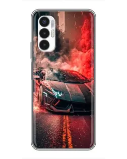 Чехол для TECNO POVA 3 (LF7n) с картинкой «Lamborghini красный дым»