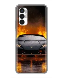 Чехол для TECNO POVA 3 (LF7n) с картинкой «Lamborghini в огне»