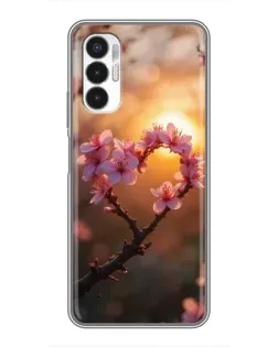 Чехол для TECNO POVA 3 (LF7n) с картинкой «Розовый цвет сердце на фоне заката»