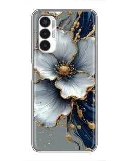 Чехол для TECNO POVA 3 (LF7n) с картинкой «Белый цветок и золотой флюид»