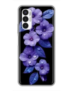 Чехол для TECNO POVA 3 (LF7n) с картинкой «Фиолетовые цветы с росою»
