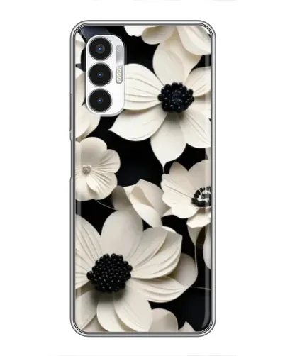 Чехол для TECNO POVA 3 (LF7n) с картинкой «Объемные белые цветы»