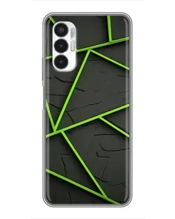 Чехол для TECNO POVA 3 (LF7n) с картинкой «Зеленые геометрические линии»