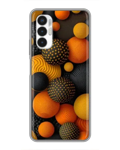 Чехол для TECNO POVA 3 (LF7n) с картинкой «Объемные оранжевые сферы»