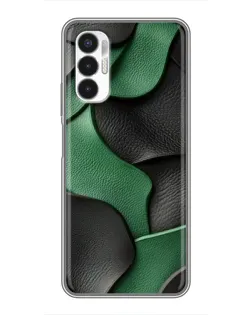 Чехол для TECNO POVA 3 (LF7n) с картинкой «Зеленые кожаные волны»