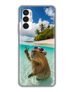 Чехол для TECNO POVA 3 (LF7n) с картинкой «Капибара на море»