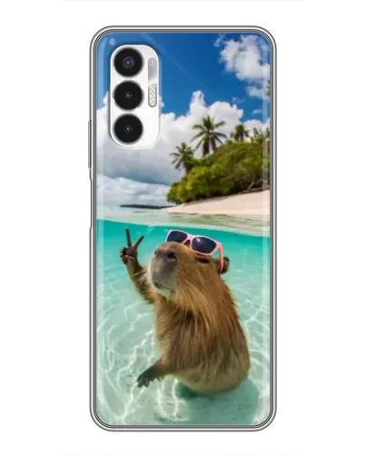 Чехол для TECNO POVA 3 (LF7n) с картинкой «Капибара на море»