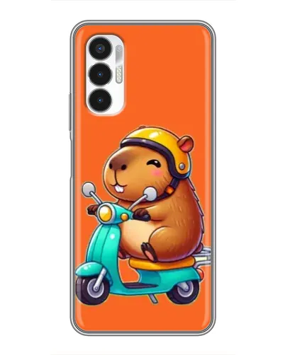 Чехол для TECNO POVA 3 (LF7n) с картинкой «Капибара на скутере»
