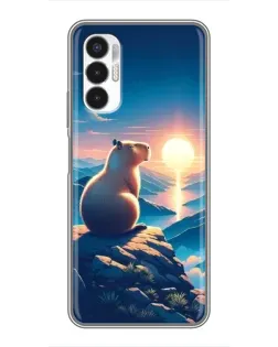 Чехол для TECNO POVA 3 (LF7n) с картинкой «Закат солнца с капибарой»