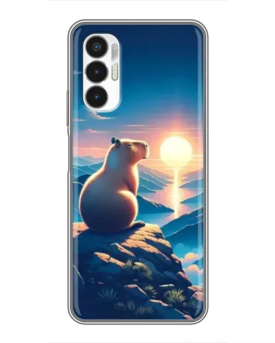 Чехол для TECNO POVA 3 (LF7n) с картинкой «Закат солнца с капибарой»