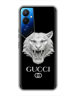 Чехол для TECNO POVA 4 (LG7n) с картинкой «Gucci — серебряный лев»