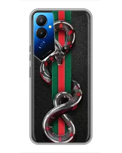 Чехол для TECNO POVA 4 (LG7n) с картинкой «Gucci — змея на полосе»