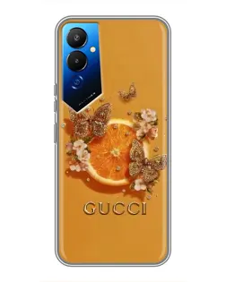 Чехол для TECNO POVA 4 (LG7n) с картинкой «Gucci — золотые бабочки»