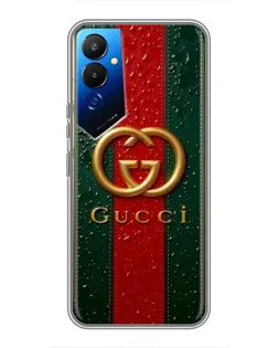 Чехол для TECNO POVA 4 (LG7n) с картинкой «Gucci — фирменная полоса и золото»