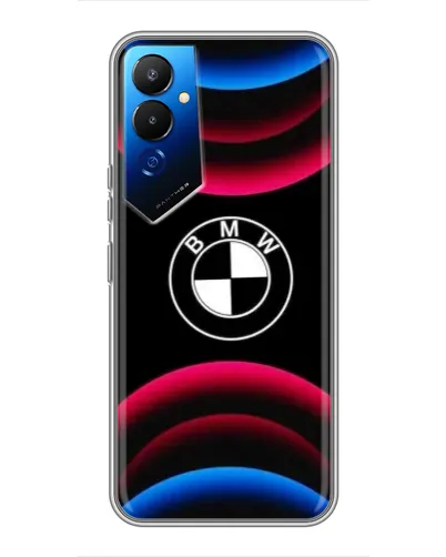 Чехол для TECNO POVA 4 (LG7n) с картинкой «Логотип BMW и неоновые дуги»