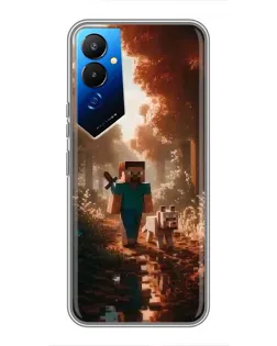 Чехол для TECNO POVA 4 (LG7n) с картинкой «Стив в лесу» Чехол для TECNO POVA 4 (LG7n) с картинкой «Стив в лесу»