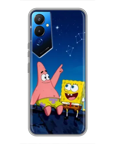 Чехол для TECNO POVA 4 (LG7n) с картинкой «Губка Боб и Патрик ночью» Чехол для TECNO POVA 4 (LG7n) с картинкой «Губка Боб и Патрик ночью»