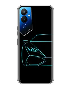 Чехол для TECNO POVA 4 (LG7n) с картинкой «Голубой силуэт Lamborghini» Чехол для TECNO POVA 4 (LG7n) с картинкой «Голубой силуэт Lamborghini»