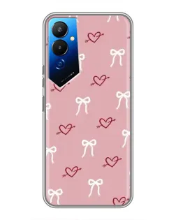 Чехол для TECNO POVA 4 (LG7n) с картинкой «Сердца и банты»