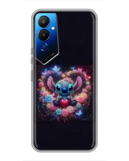 Чехол для TECNO POVA 4 (LG7n) с картинкой «Stitch в цветах»