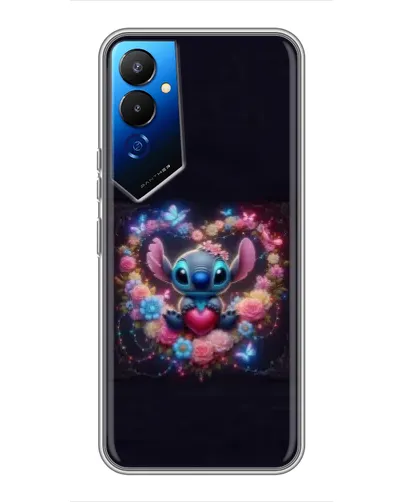 Чехол для TECNO POVA 4 (LG7n) с картинкой «Stitch в цветах»