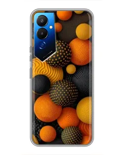 Чехол для TECNO POVA 4 (LG7n) с картинкой «Объемные оранжевые сферы»