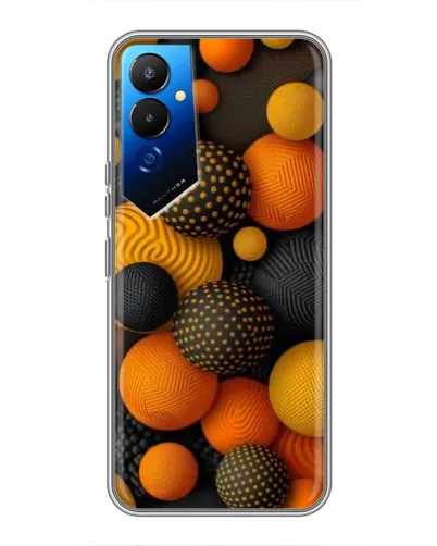 Чехол для TECNO POVA 4 (LG7n) с картинкой «Объемные оранжевые сферы»
