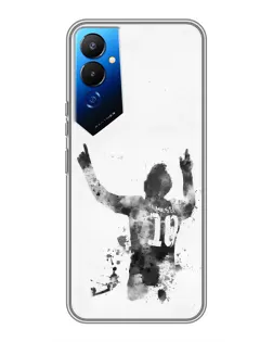 Чехол для TECNO POVA 4 (LG7n) с картинкой «Черно-белый силуэт Месси»