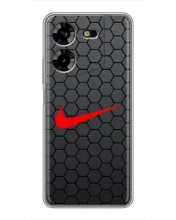 Чехол для TECNO POVA 5 (LG7n) с картинкой «Nike — карбоновая сетка»