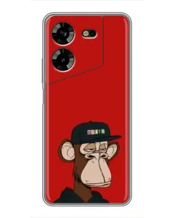 Чехол для TECNO POVA 5 (LG7n) с картинкой «Bored Ape — красный фон»