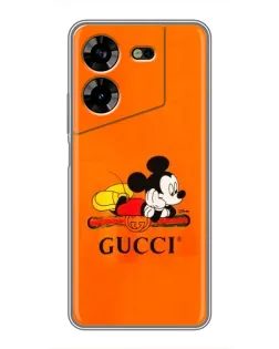 Чехол для TECNO POVA 5 (LG7n) с картинкой «Микки Маус Gucci — оранж»