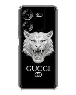 Чехол для TECNO POVA 5 (LG7n) с картинкой «Gucci — серебряный лев»