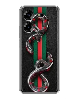 Чехол для TECNO POVA 5 (LG7n) с картинкой «Gucci — змея на полосе»