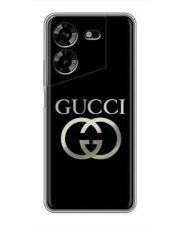 Чехол для TECNO POVA 5 (LG7n) с картинкой «Gucci — золото на черном»