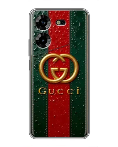 Чехол для TECNO POVA 5 (LG7n) с картинкой «Gucci — фирменная полоса и золото» Чехол для TECNO POVA 5 (LG7n) с картинкой «Gucci — фирменная полоса и золото»