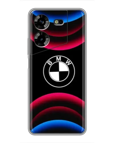Чехол для TECNO POVA 5 (LG7n) с картинкой «Логотип BMW и неоновые дуги»