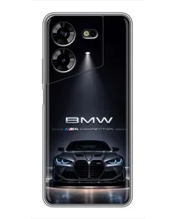 Чехол для TECNO POVA 5 (LG7n) с картинкой «BMW сквозь ночной город»