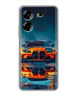 Чехол для TECNO POVA 5 (LG7n) с картинкой «BMW — золотая эмблема»