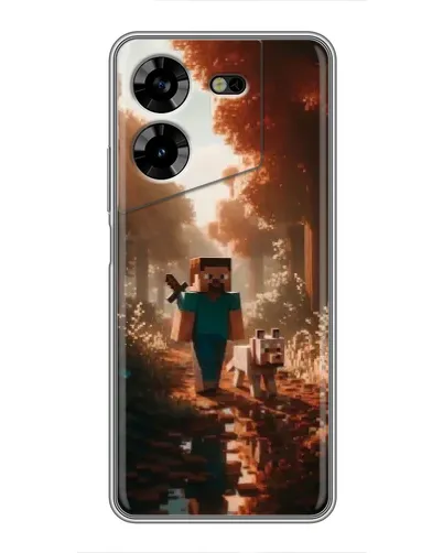 Чехол для TECNO POVA 5 (LG7n) с картинкой «Стив в лесу» Чехол для TECNO POVA 5 (LG7n) с картинкой «Стив в лесу»