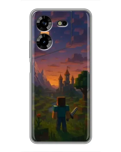 Чехол для TECNO POVA 5 (LG7n) с картинкой «Стив у башни» Чехол для TECNO POVA 5 (LG7n) с картинкой «Стив у башни»