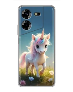Чехол для TECNO POVA 5 (LG7n) с картинкой «Единорог на поляне»