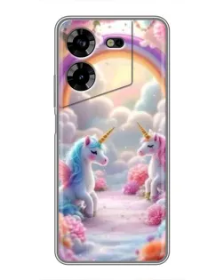 Чехол для TECNO POVA 5 (LG7n) с картинкой «Радуга и единороги»