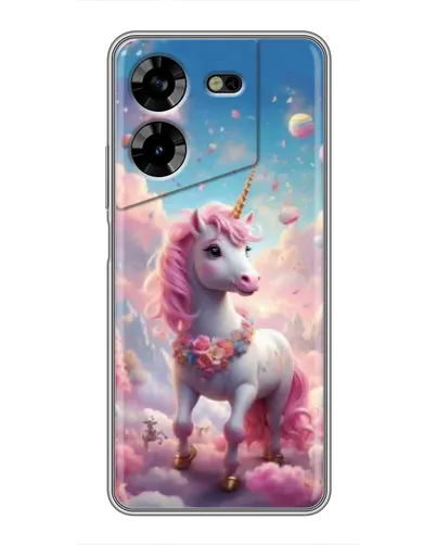 Чехол для TECNO POVA 5 (LG7n) с картинкой «Единорог среди облаков»