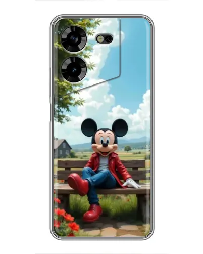 Чехол для TECNO POVA 5 (LG7n) с картинкой «Микки на скамейке»