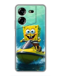 Чехол для TECNO POVA 5 (LG7n) с картинкой «Спанч Боб на гидроцикле»