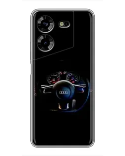 Чехол для TECNO POVA 5 (LG7n) с картинкой «Салон Audi — руль»